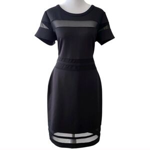 XL Black Mesh Sheath Panels Cocktail Dress Belle & Sky